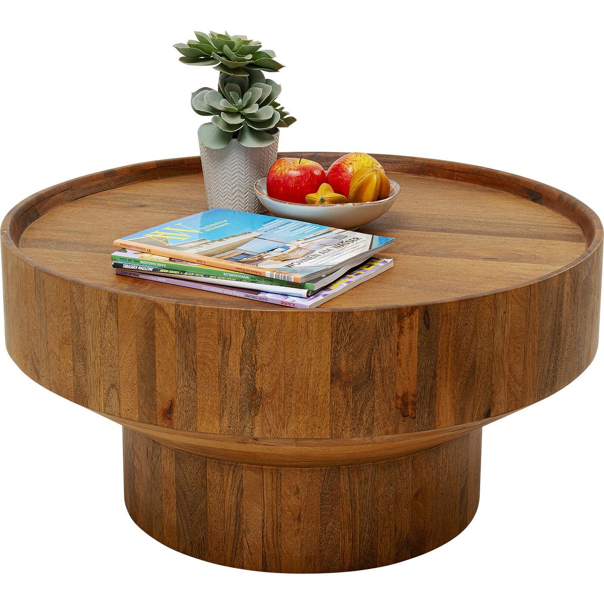 Table basse ronde en manguier, TESSA bois, KARE DESIGN