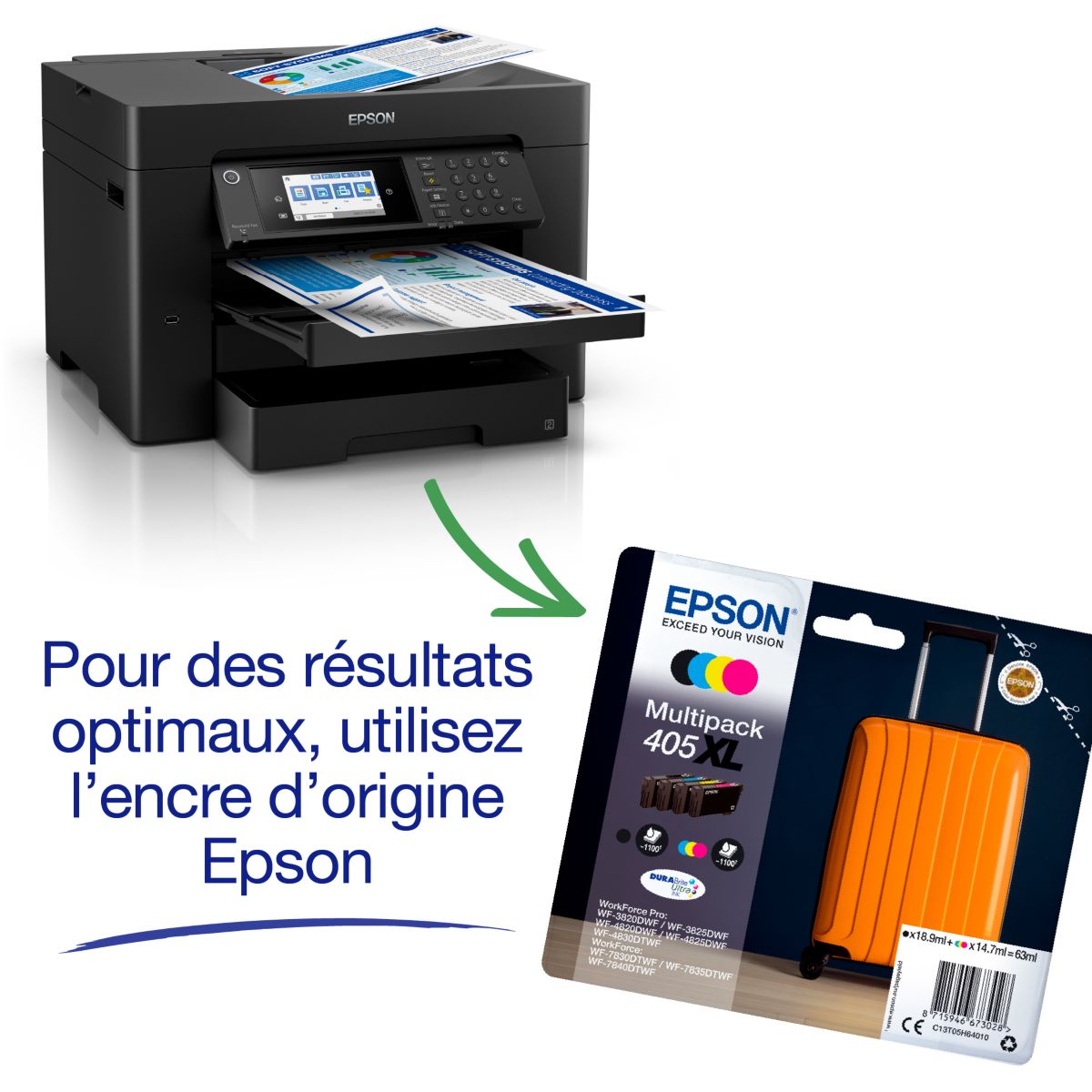 Imprimante jet d'encre WorkForce WF-7840DTWF couleur unique, EPSON