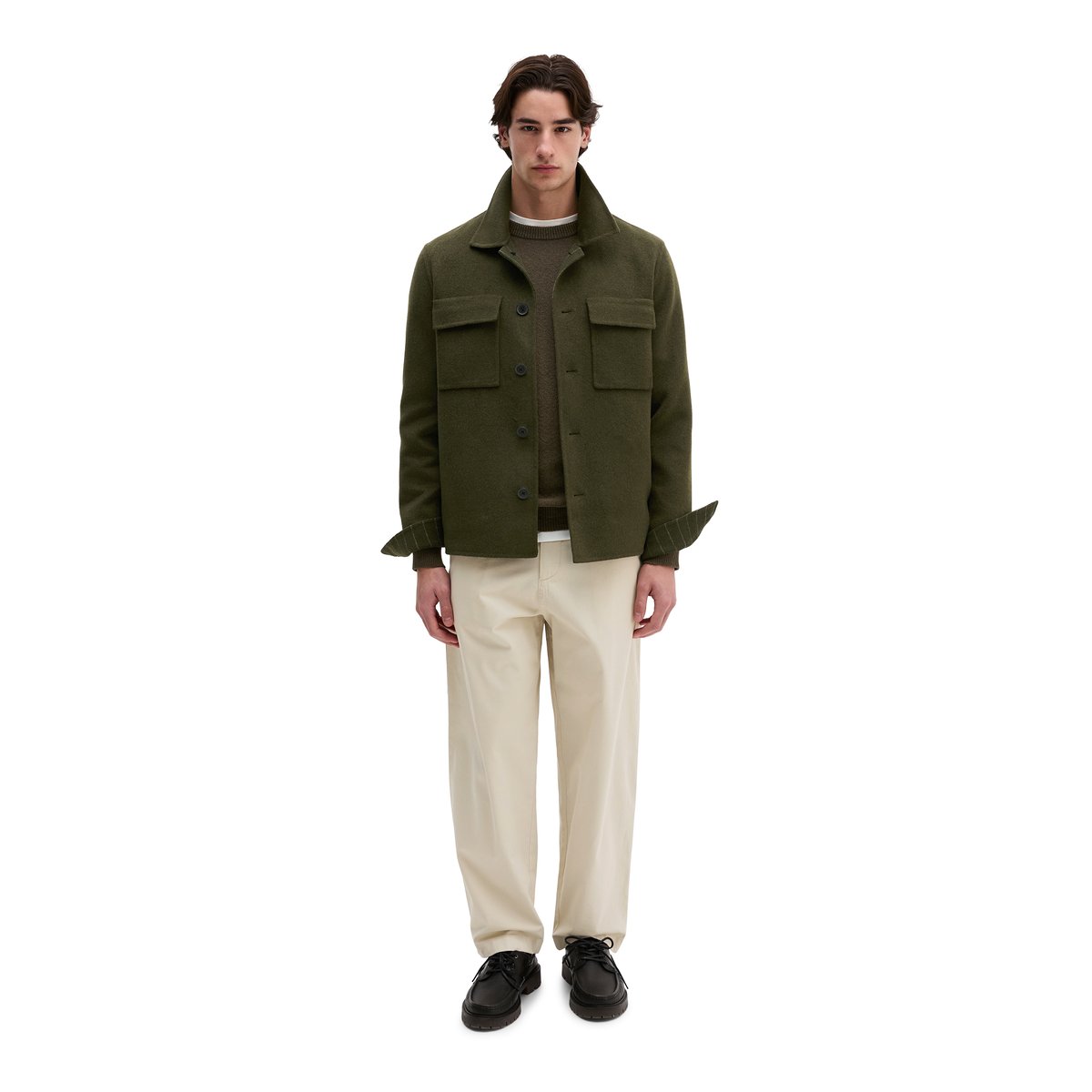 Veste réversible, coupe classique en mélange de laine vierge douce marron, MARC O'POLO