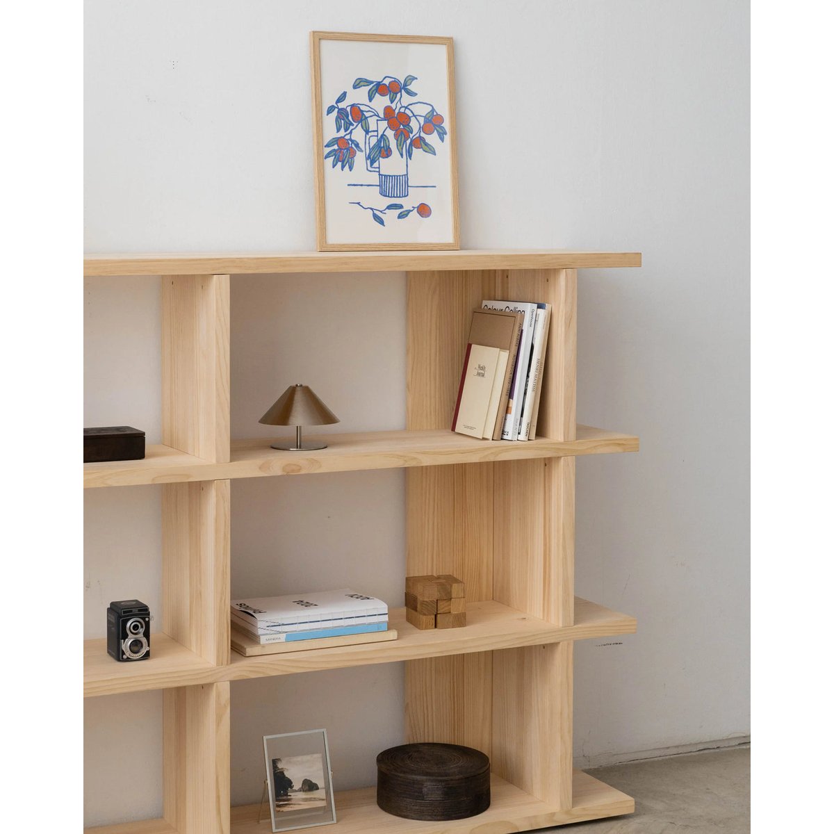Bibliothèque en pin massif non verni MONTGÓ 2x3 bois clair, NAAN FURNITURE