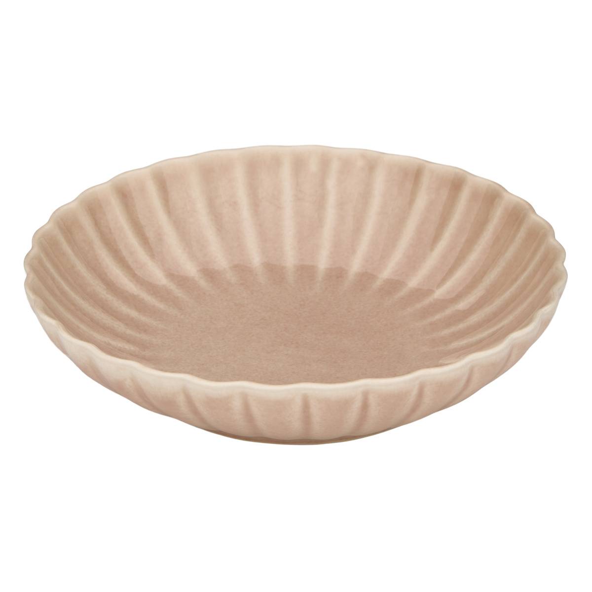 Lot de 4 assiettes creuse ronde en grès ROMY rose, ATMOSPHERA