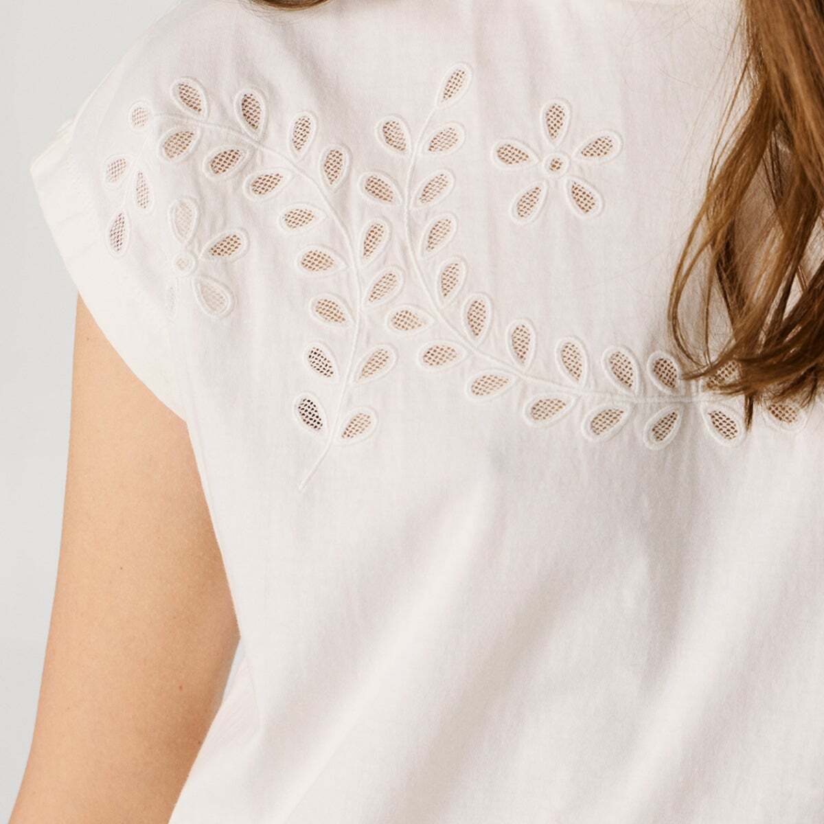 T-Shirt Avec Détails Ajourés Floraux blanc, PEPE JEANS