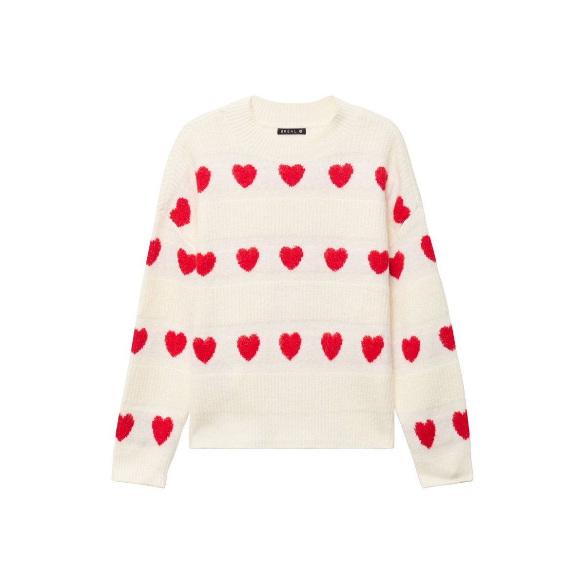 Pull col rond manches longues rouge, BREAL