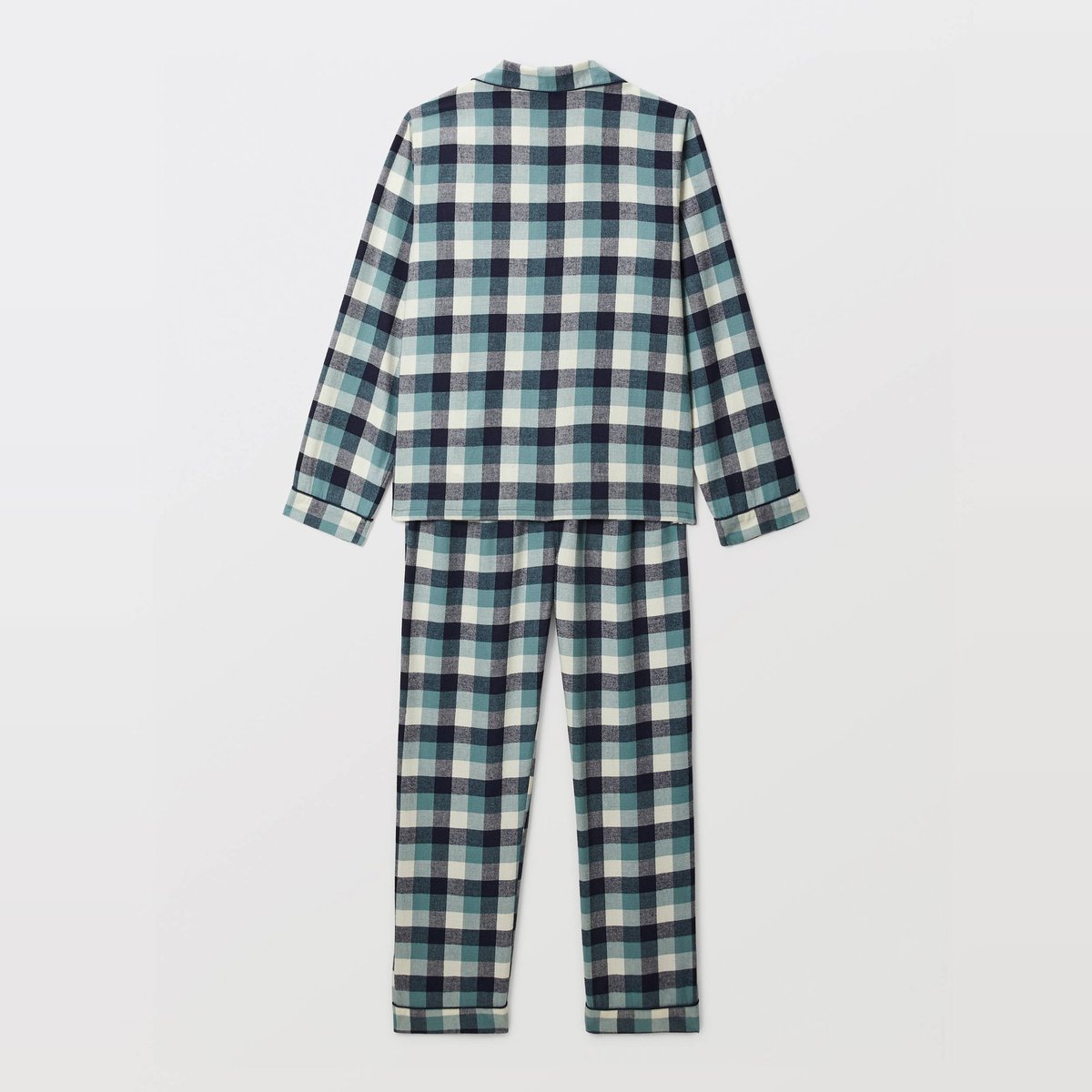 Pyjama chemise manches longues à carreaux en coton BIO GOTS marine, MONOPRIX