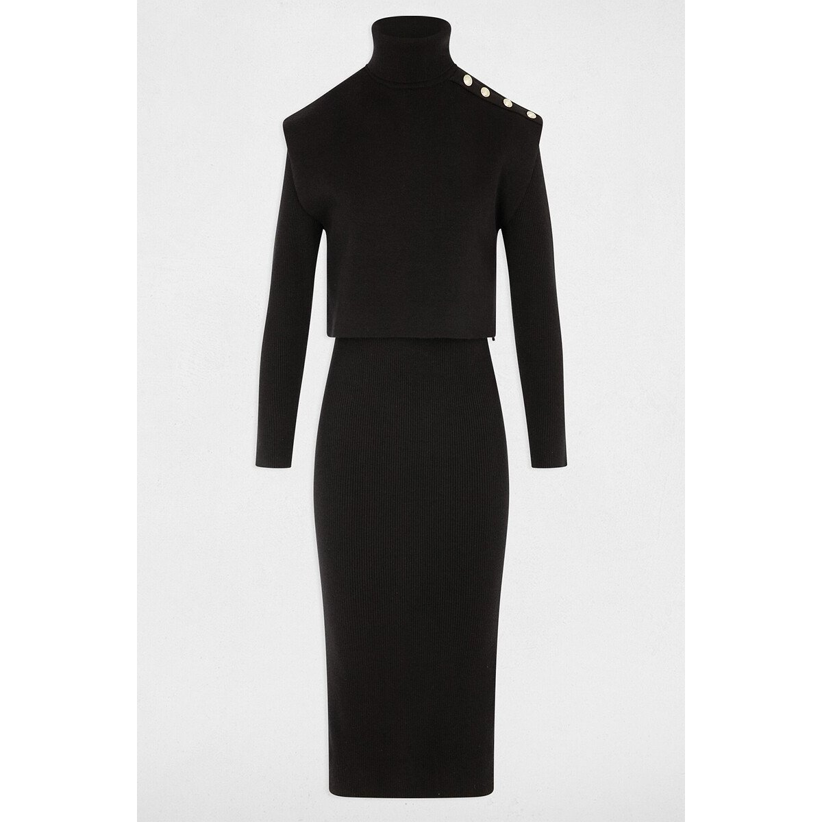 Vestido de malha dois em um preto , MORGAN