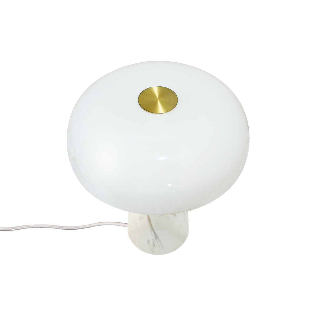 Lampe à poser mini forme champignon en marbre et verre, GLOSSY blanc, DESIGN FOR THE PEOPLE
