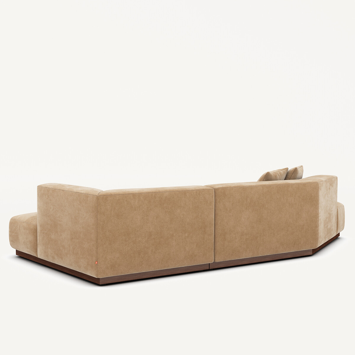 Canapé d'angle droit ouvert en velours stonewashed, JACOPO ficelle, AM.PM