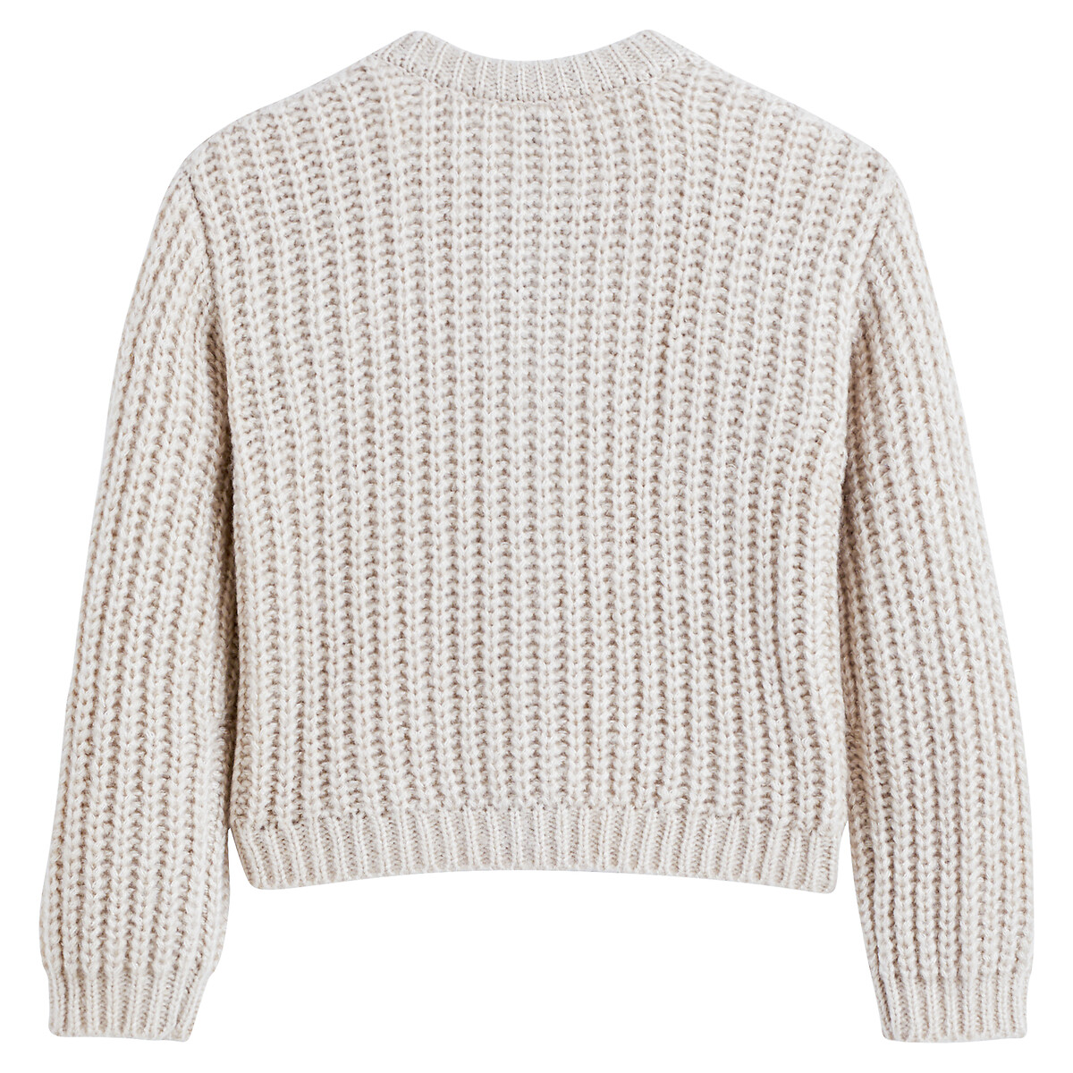 Gilet col rond, boutonné, en grosse maille ecru, LA REDOUTE COLLECTIONS