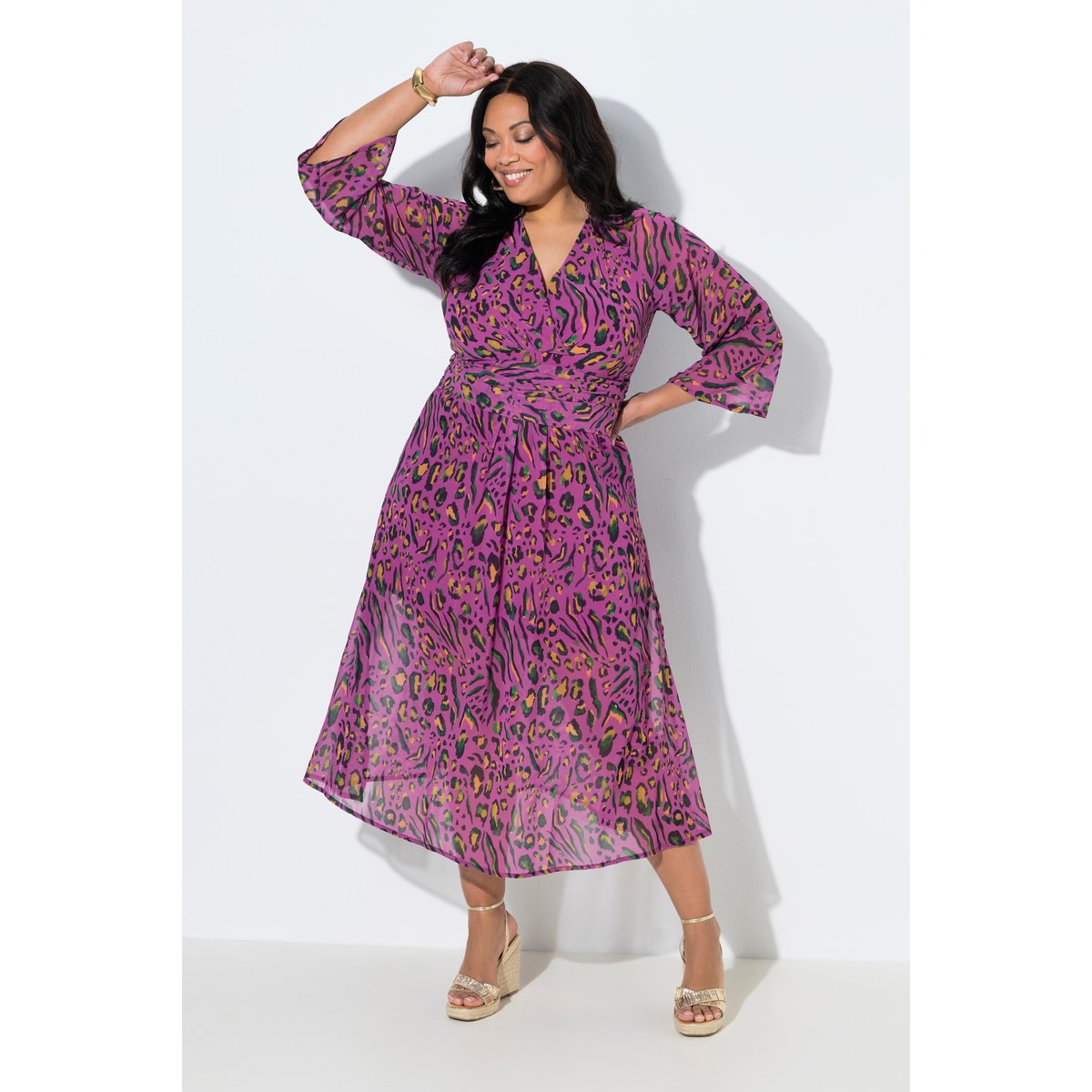 Robe en jersey, motif léopard rose vif, ULLA POPKEN