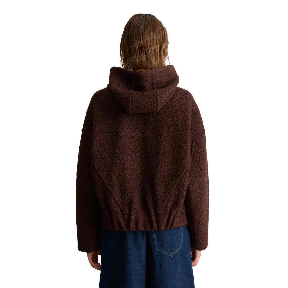 Veste à capuche bouclée, coupe regular en mélange de laine de grande qualité marron, MARC O’POLO DENIM
