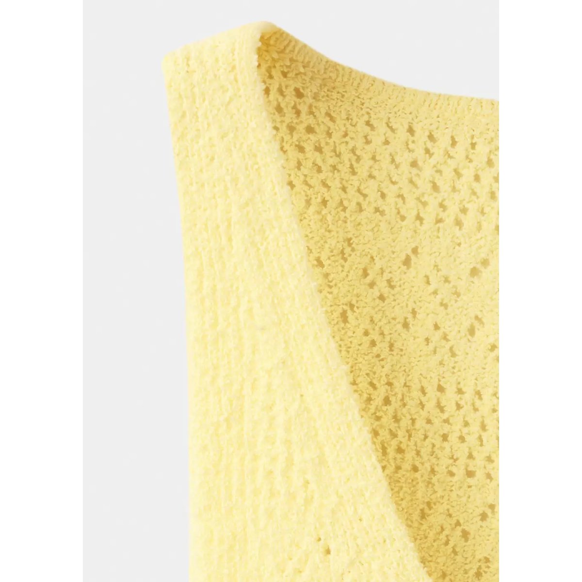 Gilet crochet à boutons jaune, MANGO