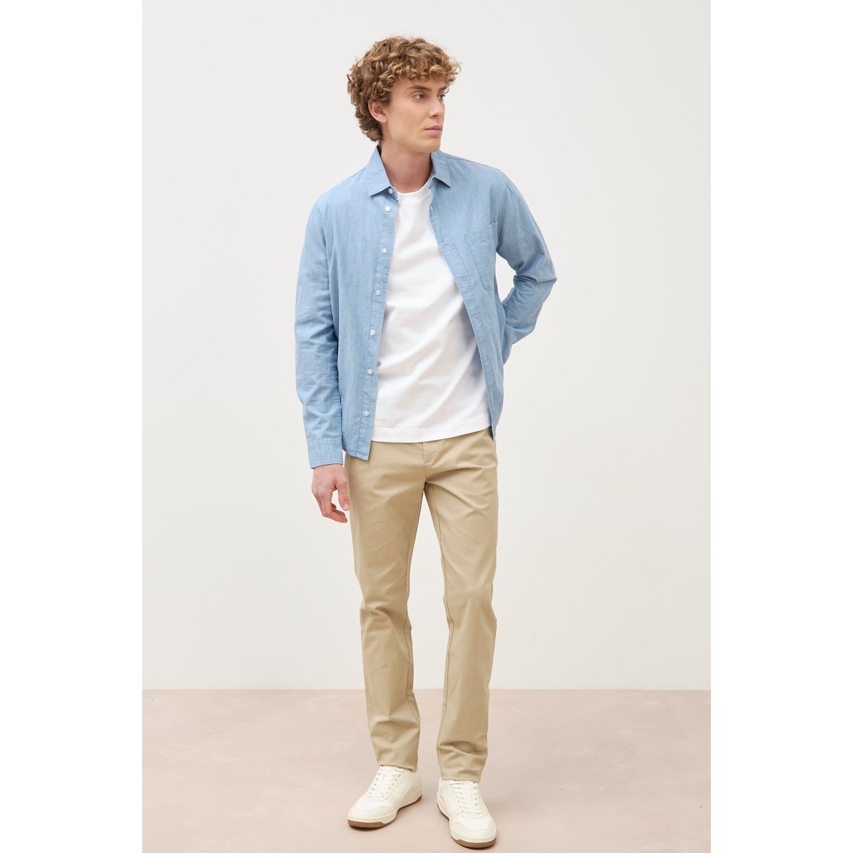 Pantalon chino slim beige, BONOBO