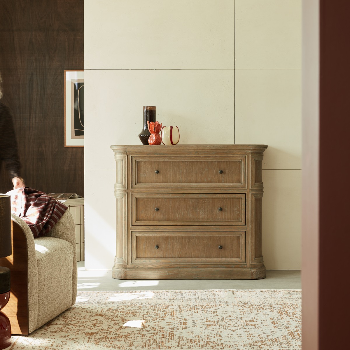 Commode en Chêne massif, LOUISE gris, TIKAMOON