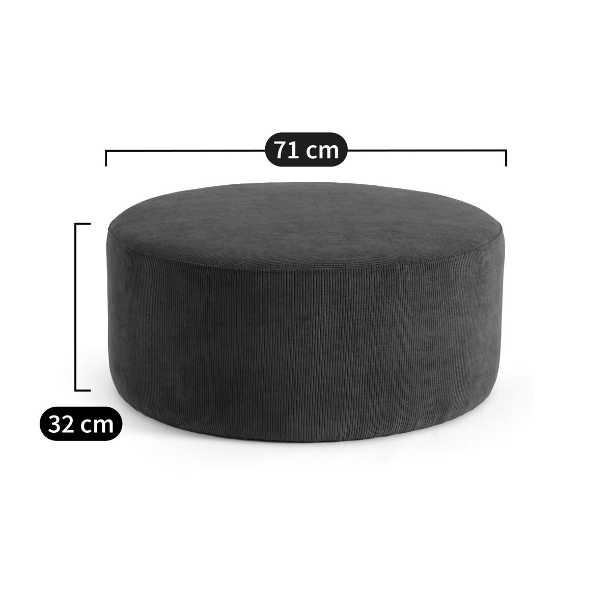 Pouf velours côtelé, Tilly ecru, LA REDOUTE INTERIEURS