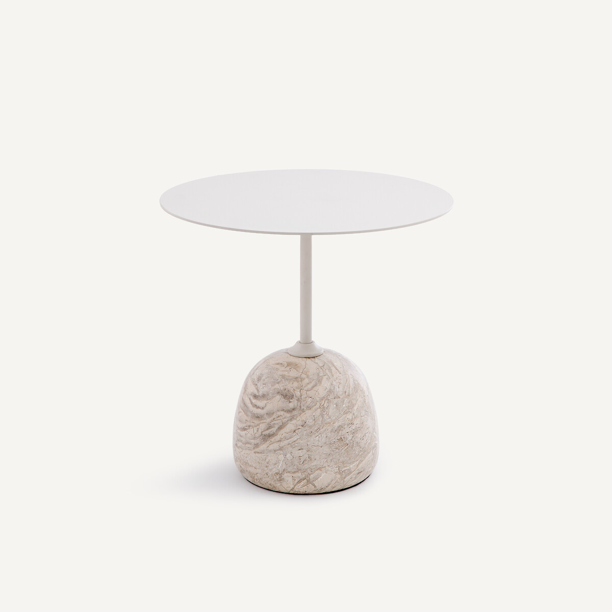 Bout de canapé marbre et métal fer Ø45 cm Balastro grège, AM.PM