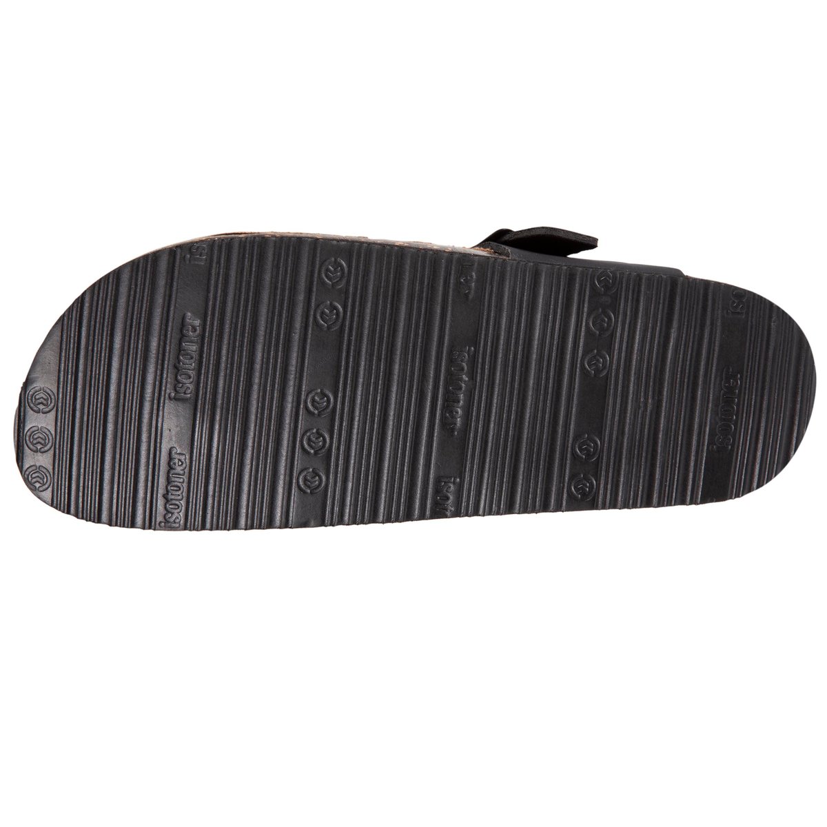 Sandales à simple bride tong, semelle intérieur patch talon ultra confortables noir, ISOTONER