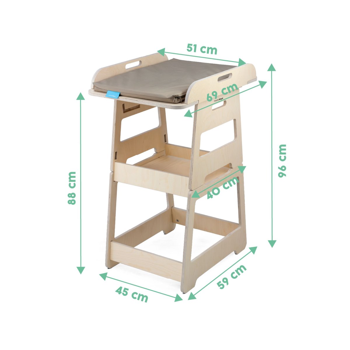 Table à langer transformable en bois Changy Bold beige, MAMATOYS