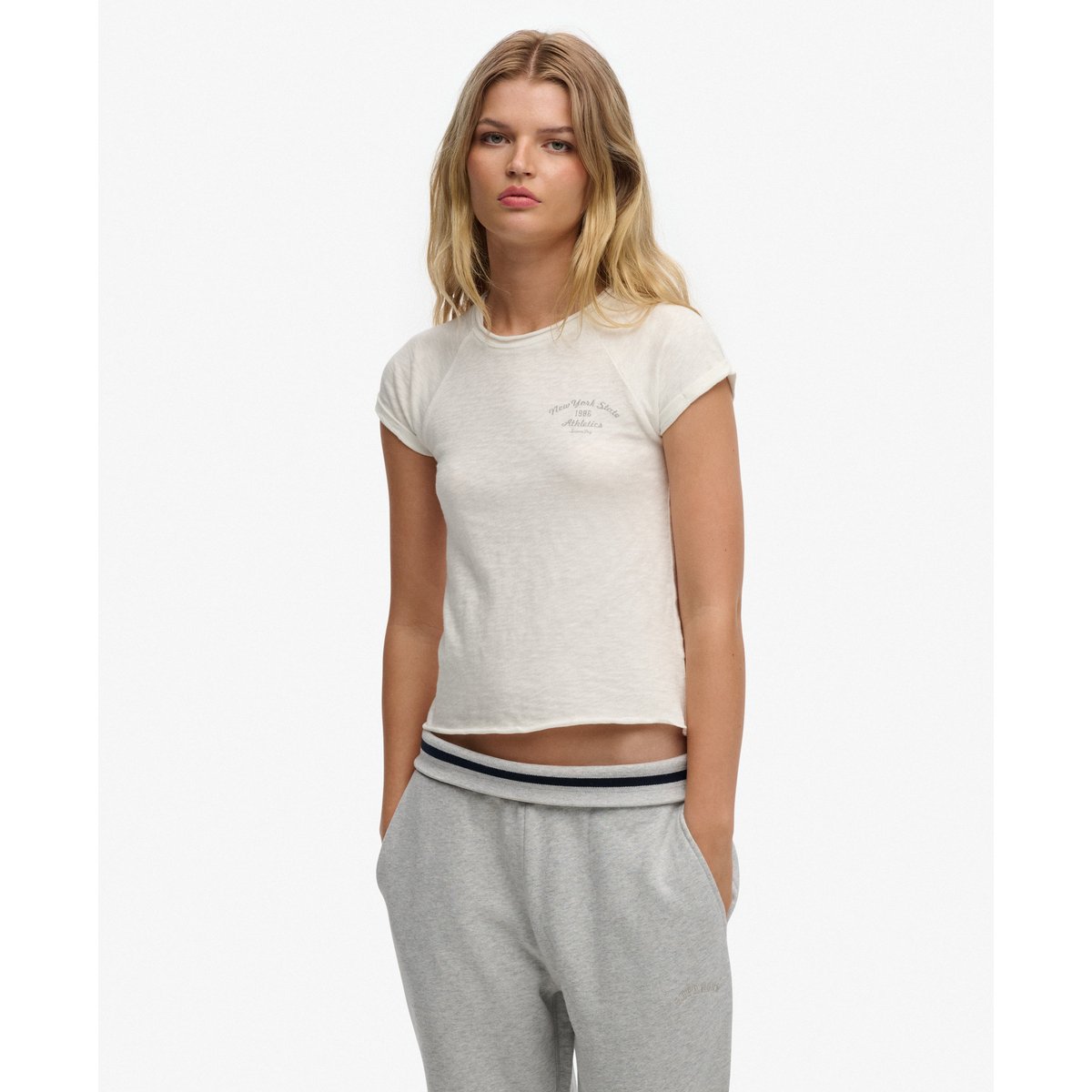 T-shirt Graphique Slub Athletic Essentials blanc cassé, SUPERDRY