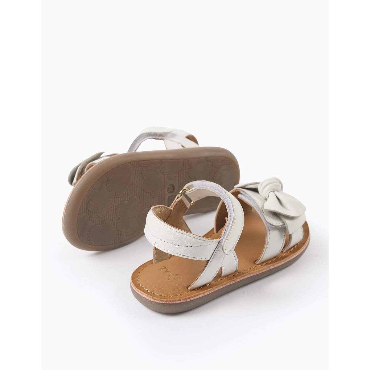 Sandales en cuir avec nœud décoratif blanc, ZIPPY