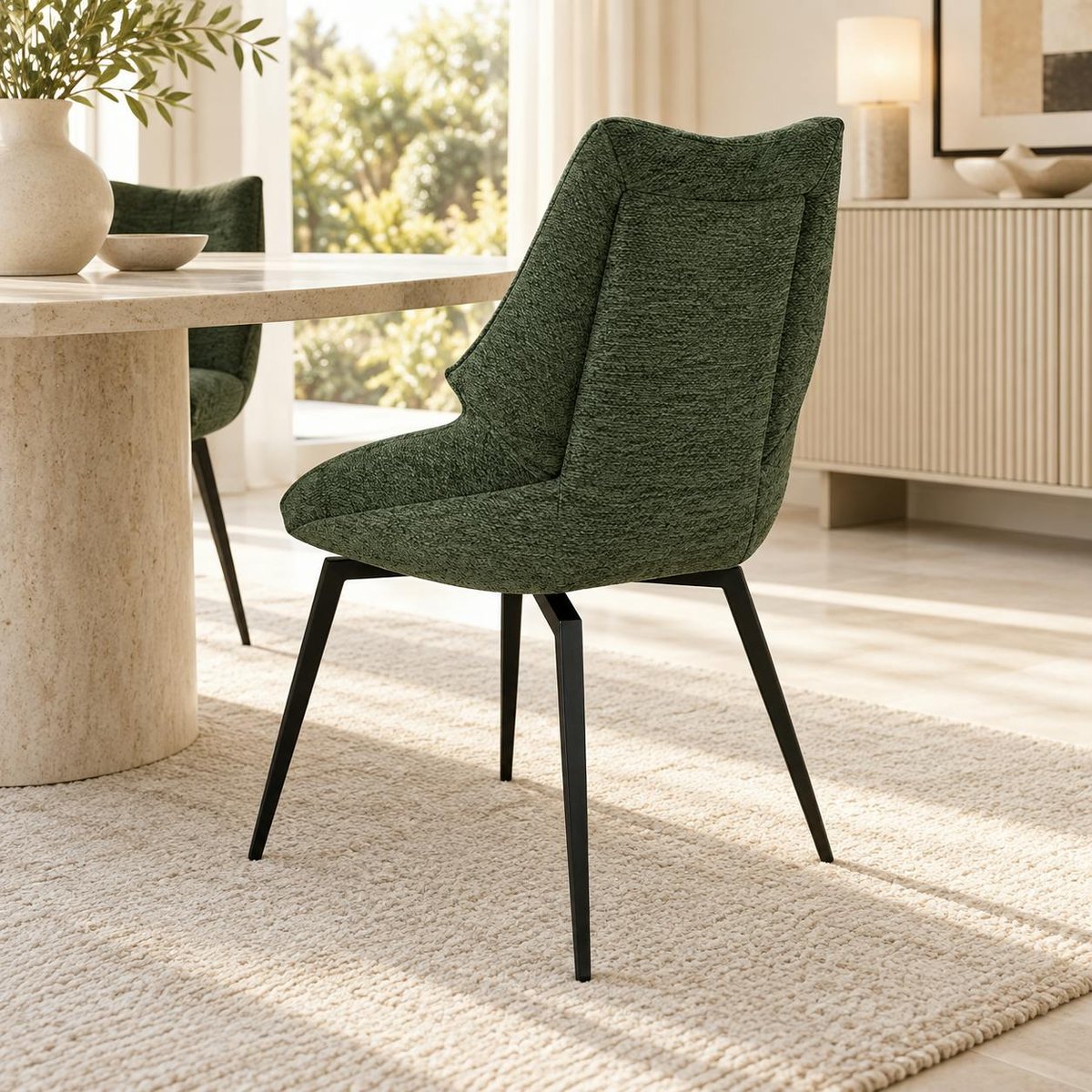 Chaise design tissu microfibre kaki (lot de 2) IENA kaki, PIER IMPORT