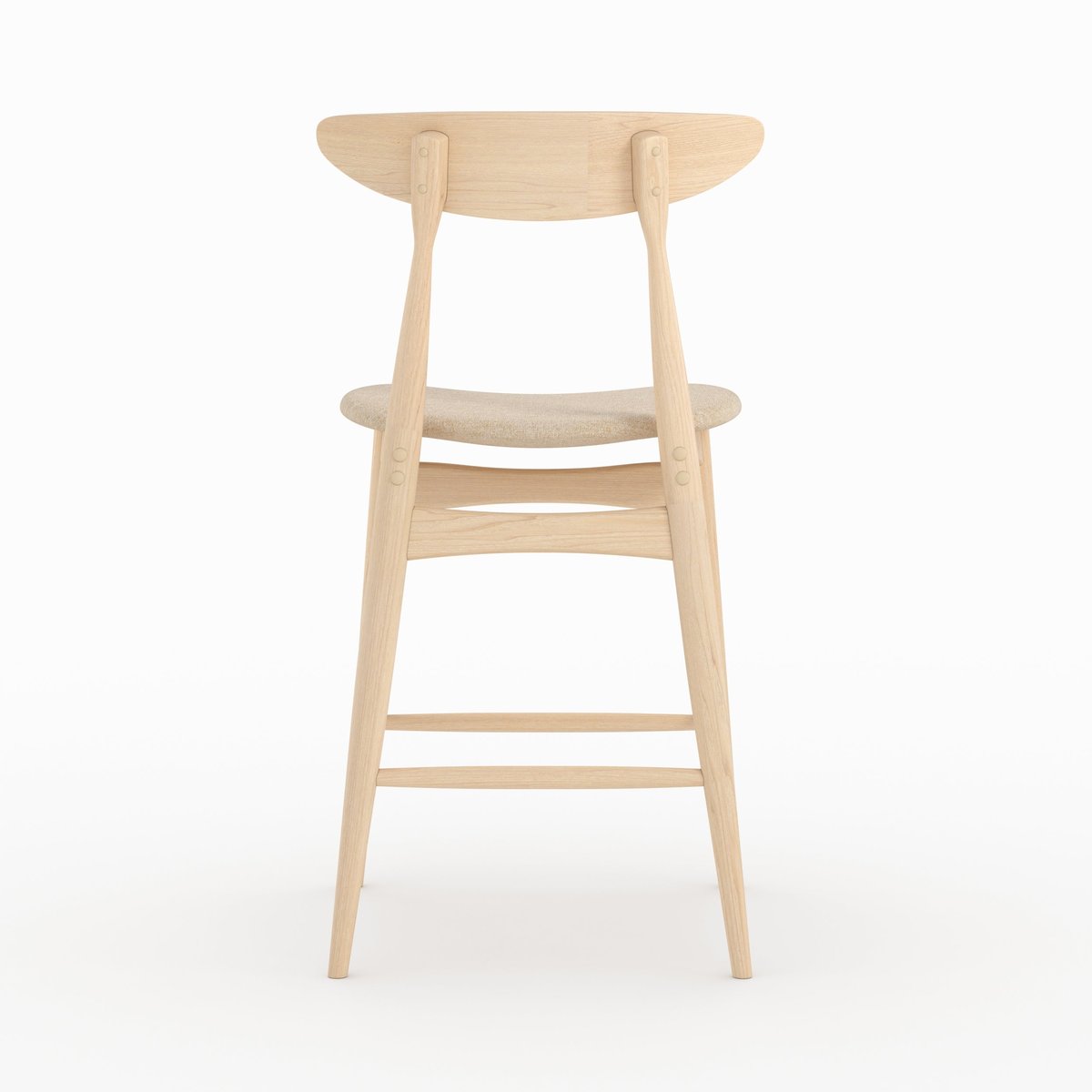 Lot de 2 chaises pour ilot central 63,5 cm en tissu et bois d'hévéa - JOSETTE beige, MAISON PAVANE