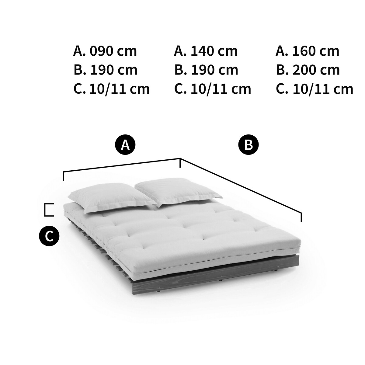 Matelas futon THAI Latex coton polyester bleu de prusse, LA REDOUTE INTERIEURS