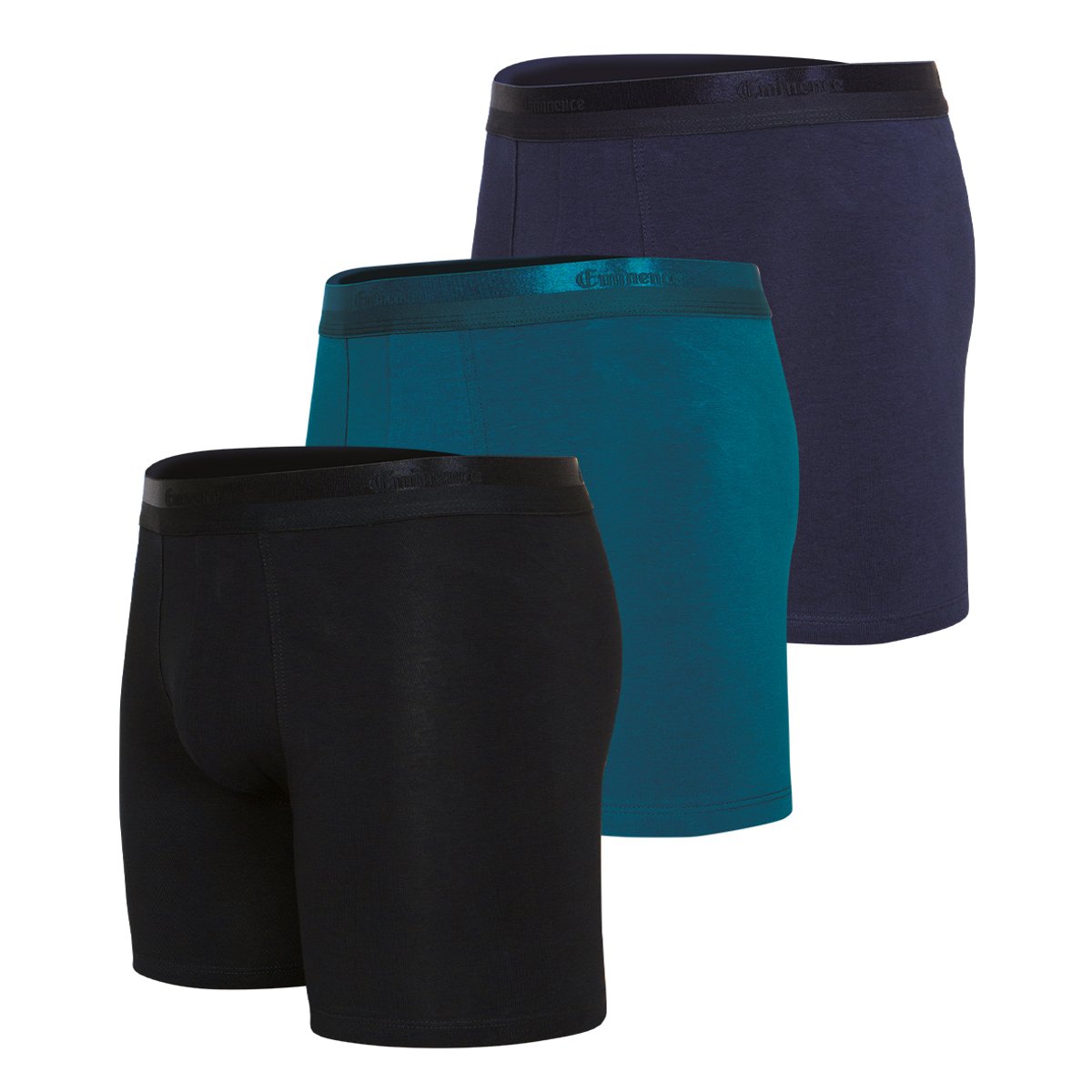 Boxers longs, lot de 3, STUDIO noir-bleu canard-marine, EMINENCE