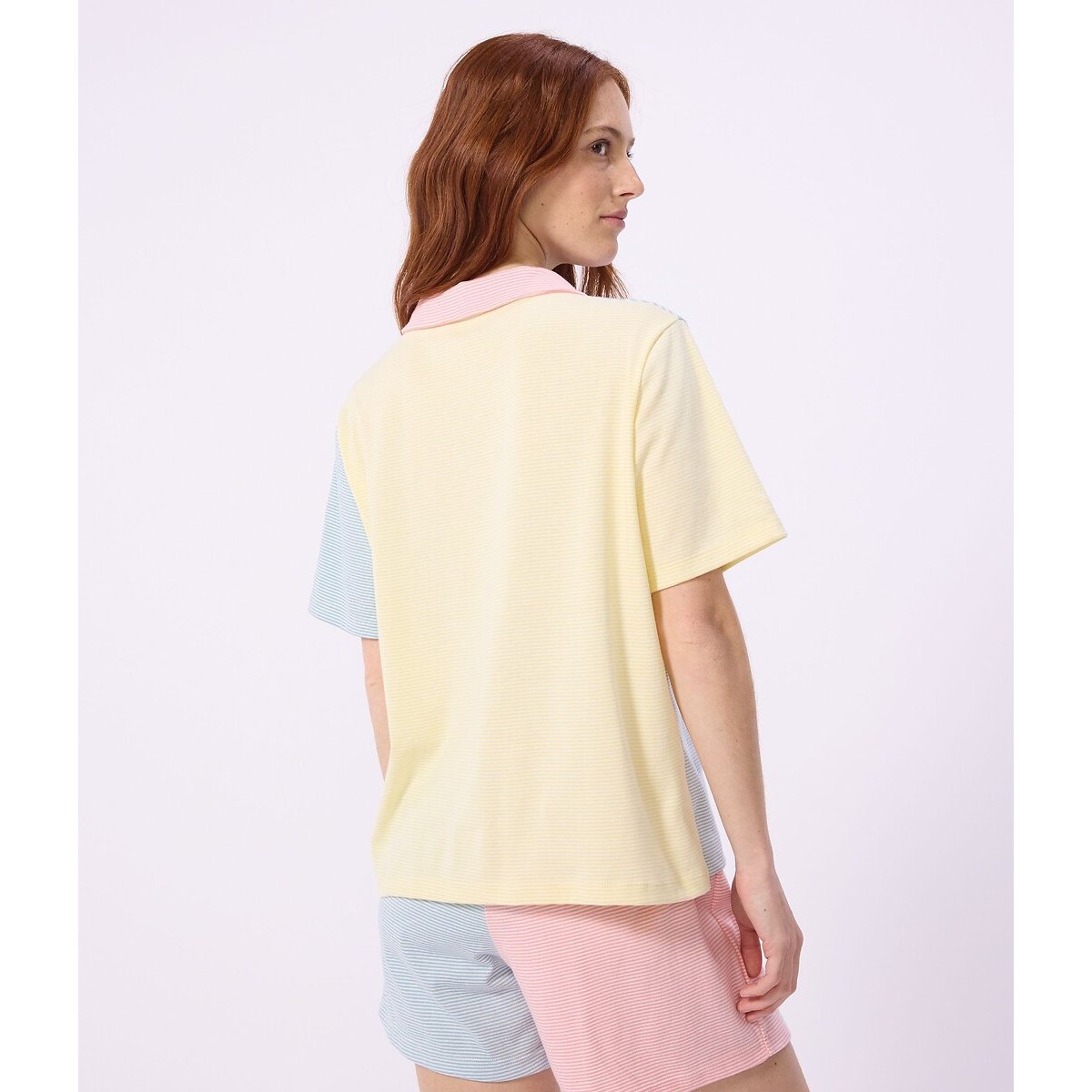 Pyjashort à rayures milleraies rayé multicolore, PETIT BATEAU