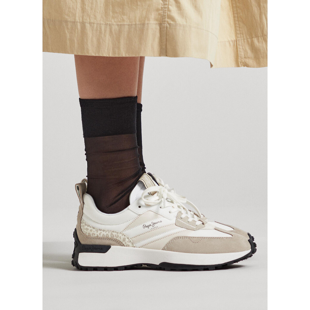 Baskets basses Lucky Print blanc, PEPE JEANS