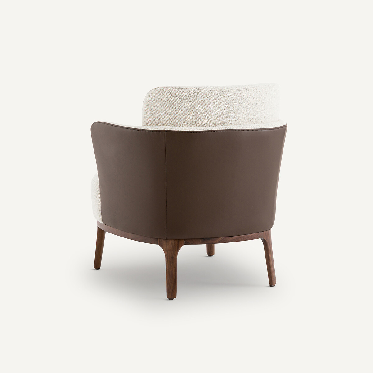 Fauteuil pied noyer et tissu bi-matière, Jabote ecru/marron, AM.PM
