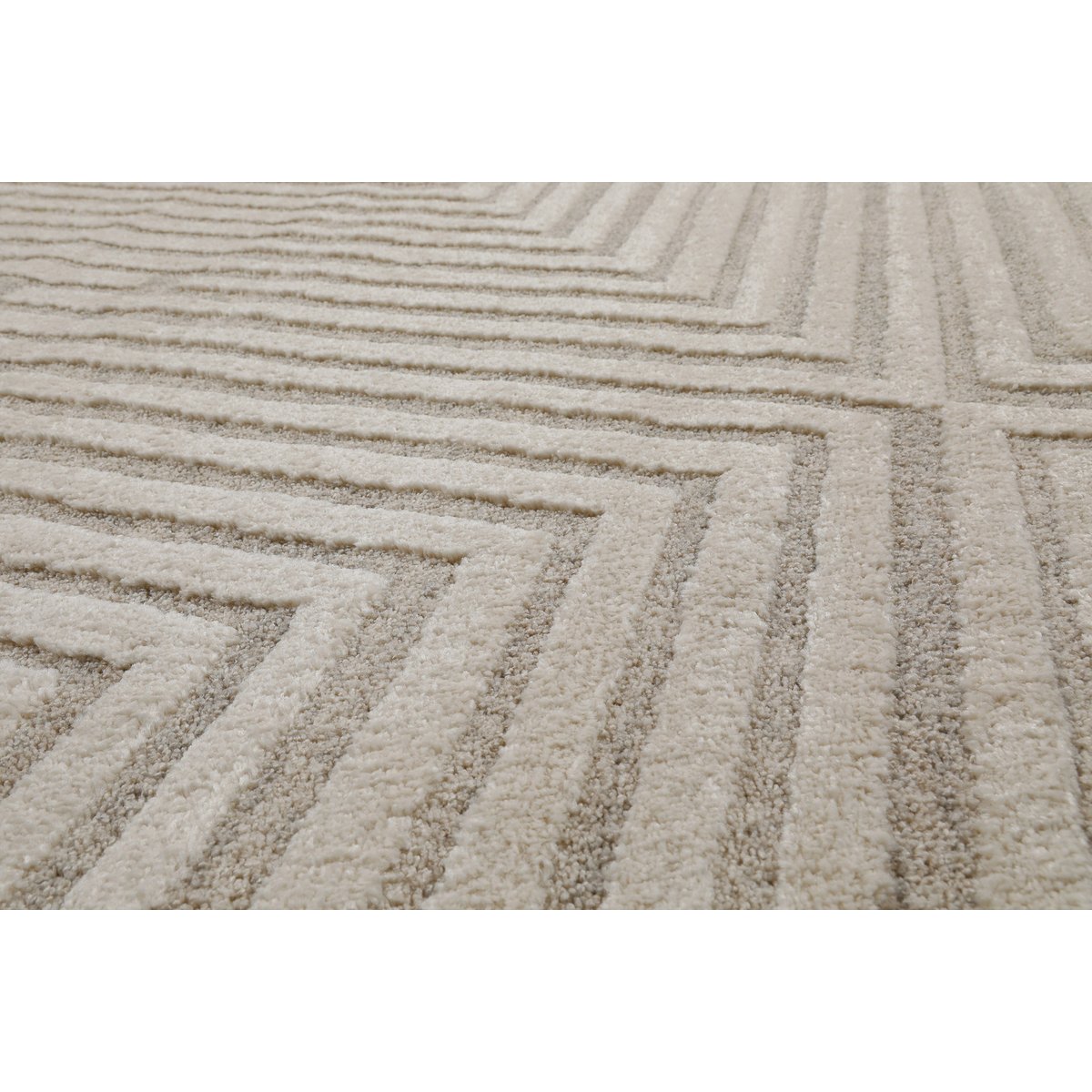 Tapis design à motif labythinthe à relief ,  Hillmar beige crème, WECON HOME
