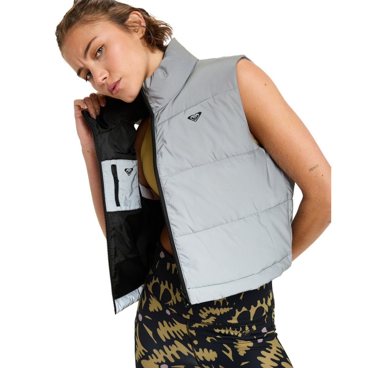 Veste doudoune réversible et réfléchissante MOVE FREE PUFFY. gris silver reflective, ROXY