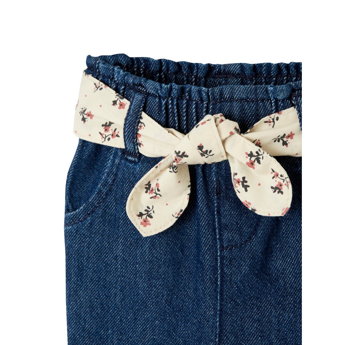 Jean avec ceinture en tissu denim brut, VERTBAUDET
