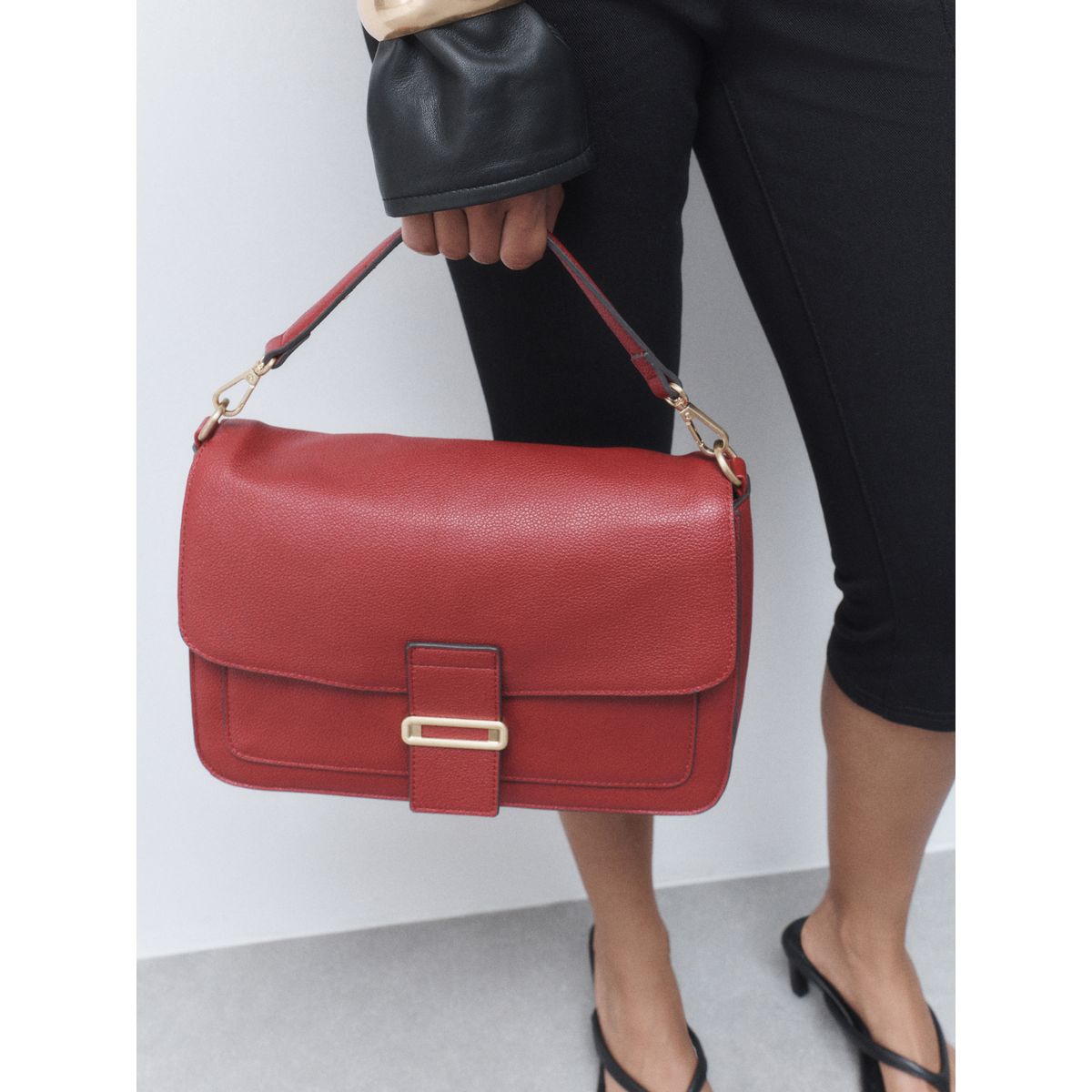 Grand sac à main détail métallique rouge, NEXT