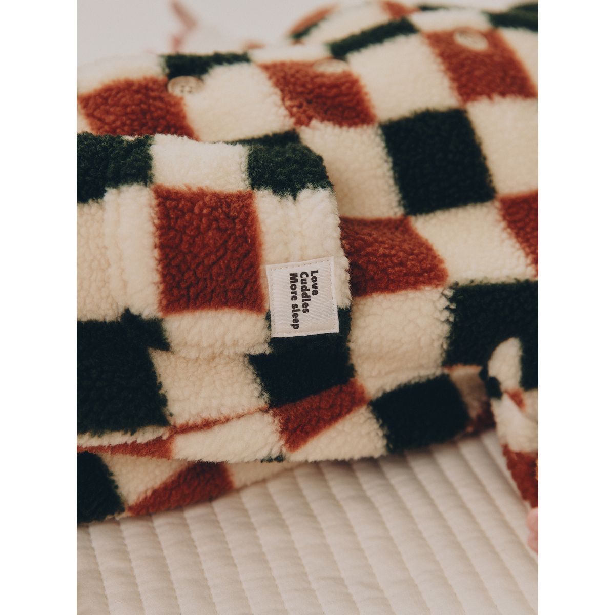 Combinaison bébé capuche peau lainée damier, NEXT