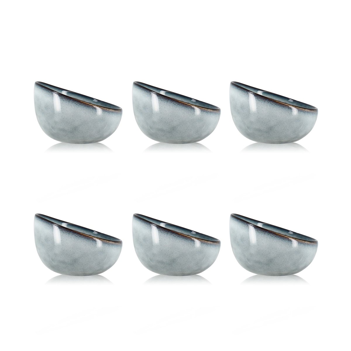 Lot de 6 coupelles en grès 12cm, ARONAL bleu, OGO LIVING
