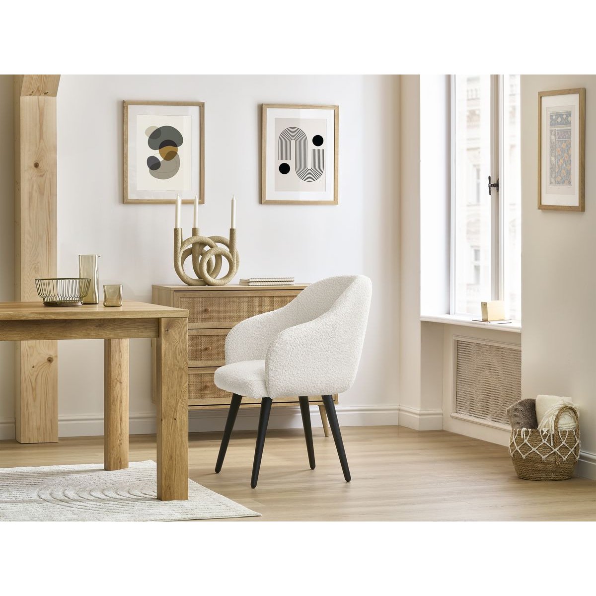 Lot de 4 chaises tissu bouclette, SOPHIE multicolore, BOBOCHIC