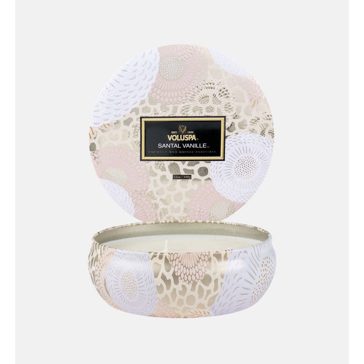 Bougie parfumée santal vanille 340 g beige, VOLUSPA