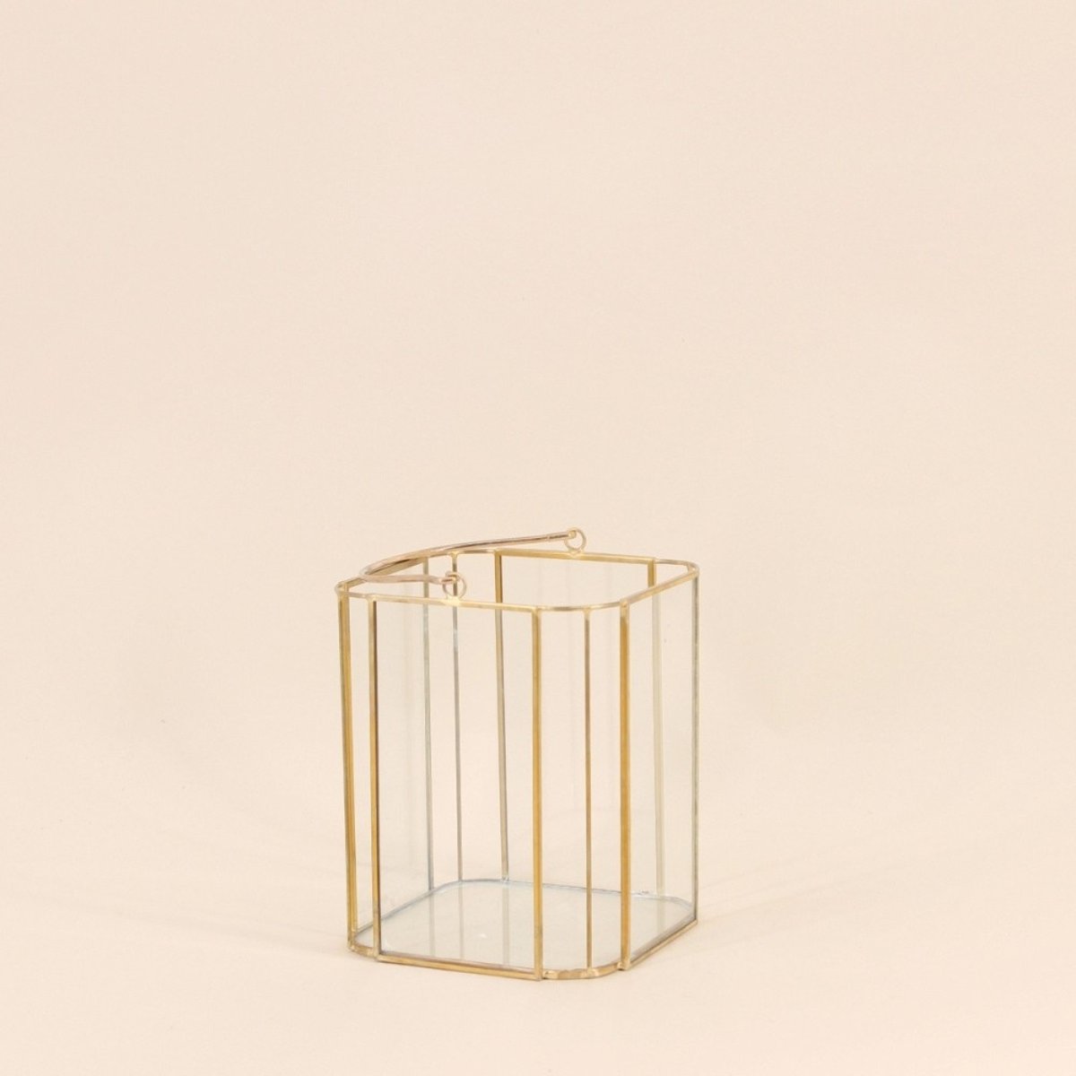 Lanterne en verre et métal 16cm doré, ORNAMI