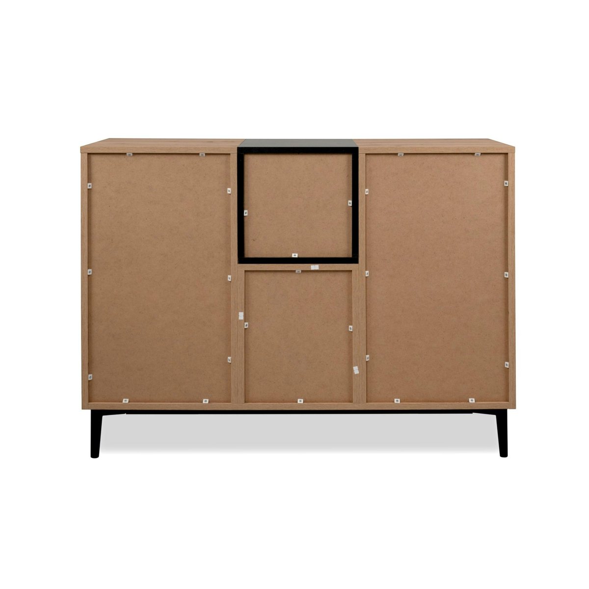 Buffet moderne 3 portes décor bois et noir ALVA bois naturel, PIER IMPORT