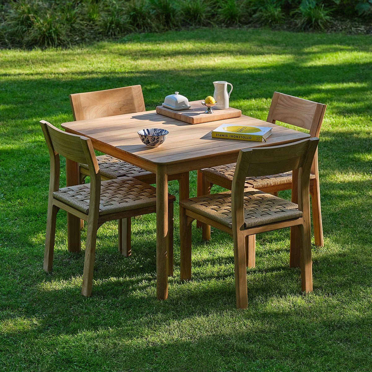 Salon de jardin en teck et rotin 4 personnes PIANA naturel, BERAH GETAH