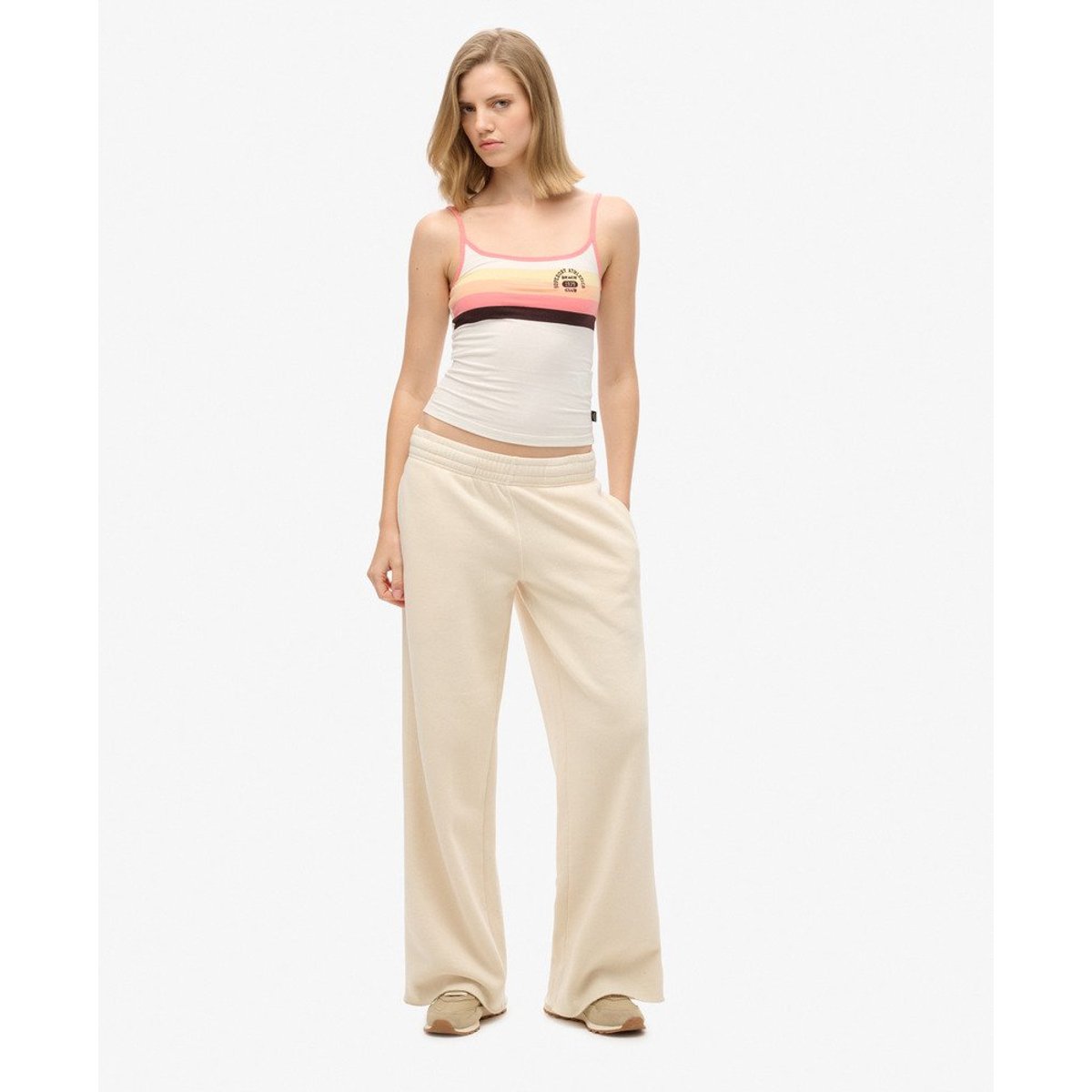 Pantalon de survêtement large délavé grège, SUPERDRY