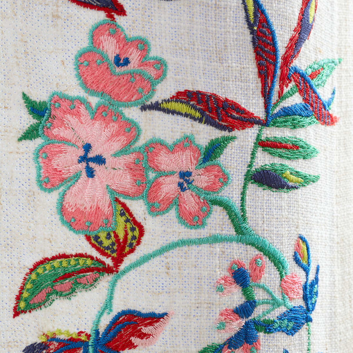 Flourish Floral Embroidered Tab Top Voile Curtain Panel multi-coloured, SOPHIE ROBINSON