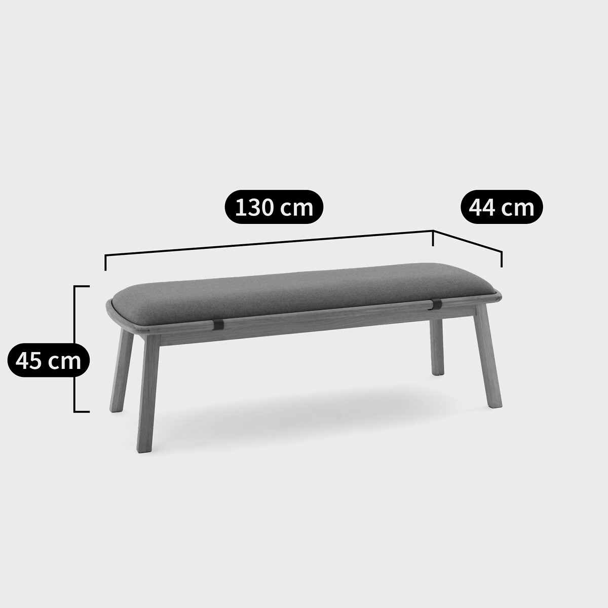 Banc d'entrée chêne massif Leather bois/gris, LA REDOUTE INTERIEURS