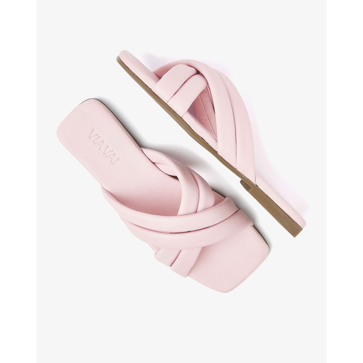 Mules en cuir KIKI LOT rose, VIA VAI