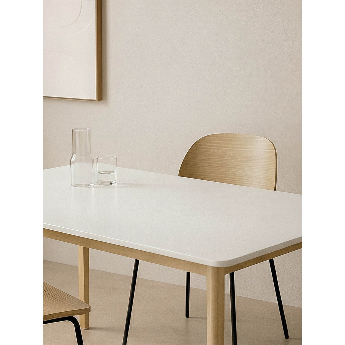 Table à manger DM - BASIC beige clair - blanc, KENAY