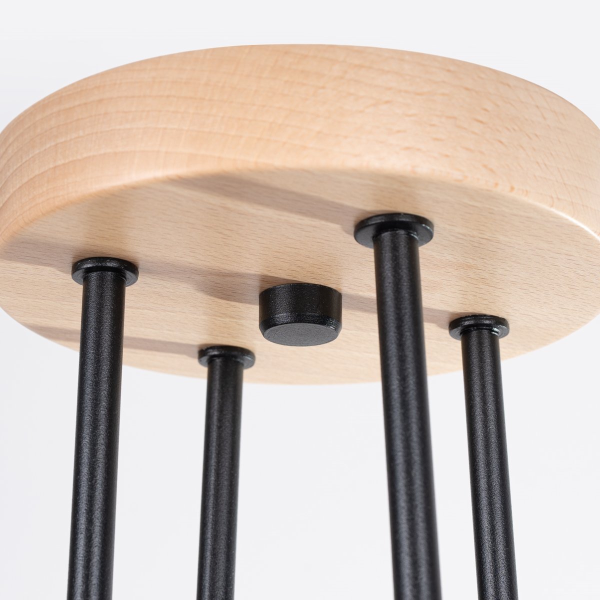 Lustre Acier Noir/Bois Naturel E27 4 Timbo noir, EDEN
