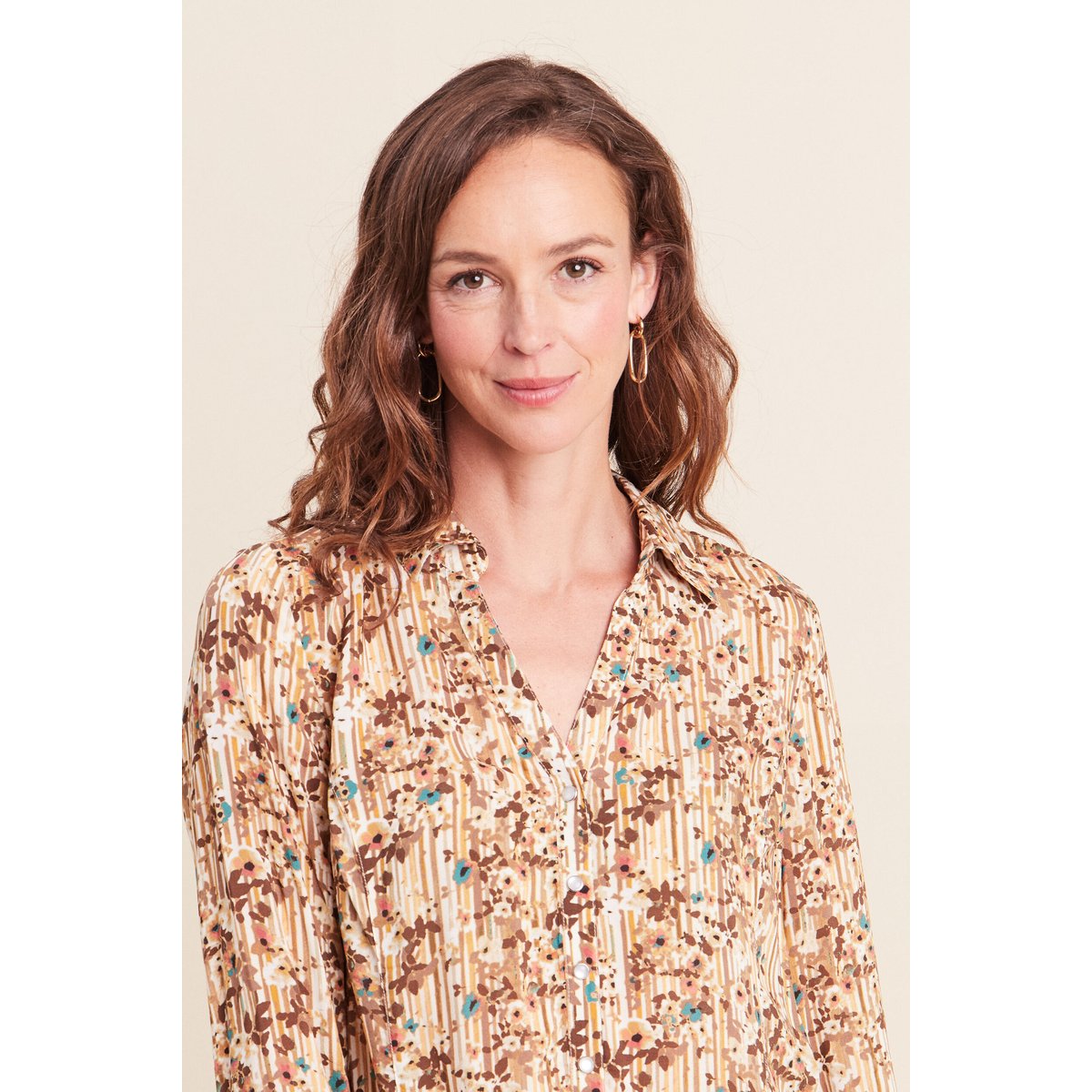 Chemise ajustée manches longues marron, BREAL