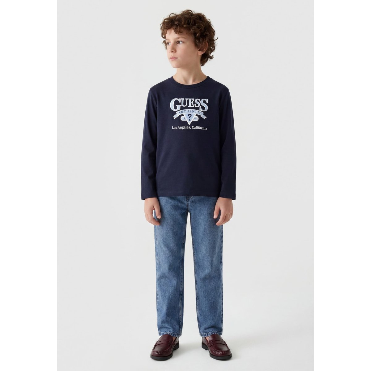 T-Shirt Avec Logo Brodé bleu foncé, GUESS KIDS
