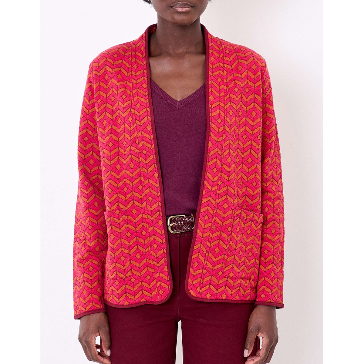 Gilet souple maille jacquard LEOTI rouge grenade leoti, LA FIANCÉE